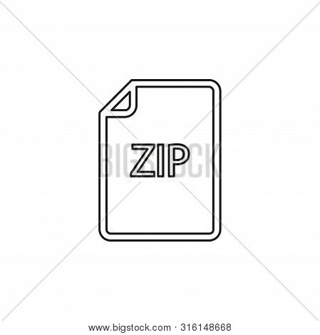Download Zip Document Icon - Vector File Format Symbol. Thin Line Pictogram - Outline Editable Strok