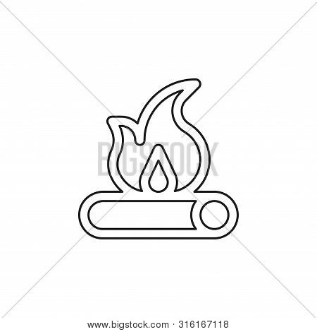 Fire Wood Icon - Campfire Vector - Firewood Illustration - Fire Flame. Thin Line Pictogram - Outline