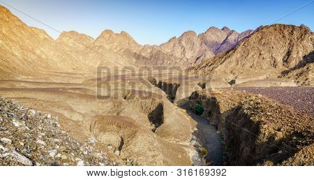 Scenic landscape in Hajar Mountains near Hatta, UAE