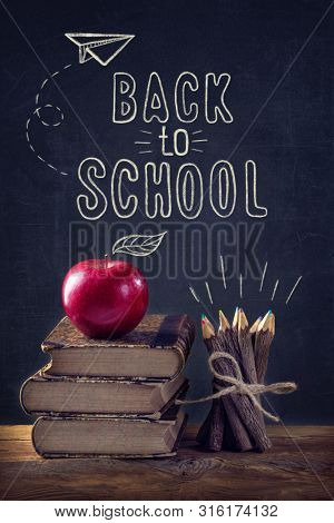 Back to School. Vintage still life with back to school text.