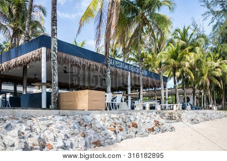 Phuket, Thailand - August 5th 2019: The Blue Siam Beach Club On Bang Tao Beach. Several Trendy Beach