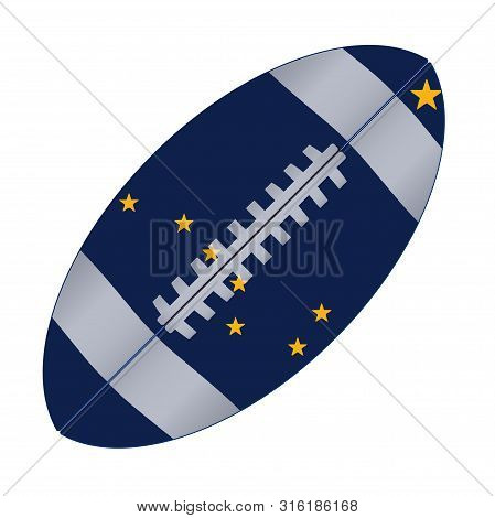 A Typical American Type Foorball Over A White Background With The Flag Of Alaska