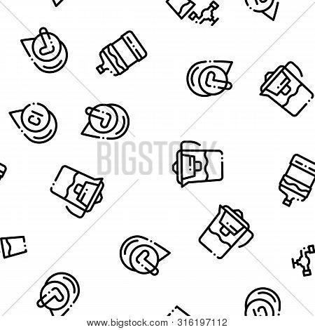 Water Treatment Seamless Pattern Vector. Filter And Cleaning System Water Treatment Elements From Mi