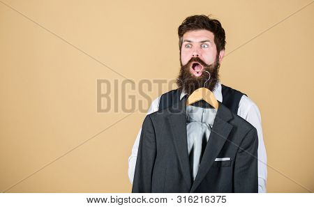 Man Bearded Fashion Couturier Tailor. Elegant Custom Suit. Tailoring And Clothes Design. Perfect Fit