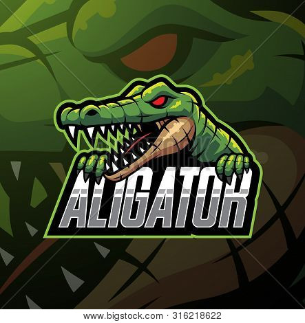 Alligator Sport Mascot Logo Design With Text
