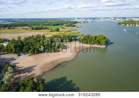 Aerial View Of Ruissalo Island. Turku. Finland. Nordic Natural Landscape. Photo Made By Drone From A