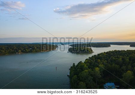 Aerial View Of Ruissalo Island. Turku. Finland. Nordic Natural Landscape. Photo Made By Drone From A