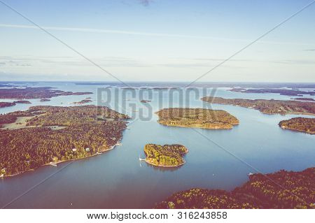 Aerial View Of Ruissalo Island. Turku. Finland. Nordic Natural Landscape. Photo Made By Drone From A