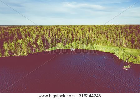 Aerial View Of Kurjenrahka National Park. Turku. Finland. Nordic Natural Landscape. Scandinavian Nat