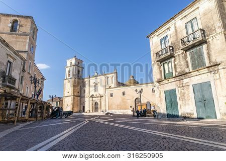 Main Square With Medieval Cathedral In Santa Severina, Italy