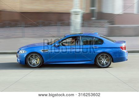 November 3, 2013. Kiev, Ukraine; Bmw M5 (f10) In Motion At High Speed