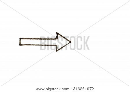Black Color Handdrawing In Arrow Shape On White Paper Background