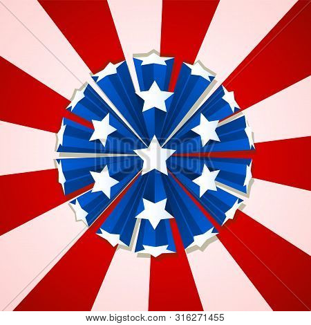 Celebration With Star Firework. White Stars And Red Lines Banner Design Vector Illustration For Holi