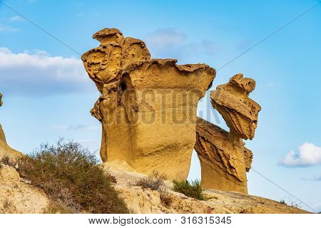 View Of The Erosions Of Bolnuevo, Las Gredas, Mazarron. Murcia, Spain