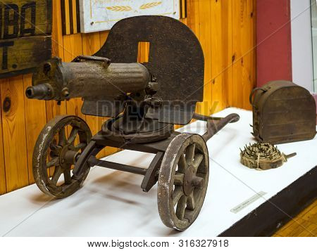 Lodeynoe Pole, Russia - March 29, 2019: Machine Gun 