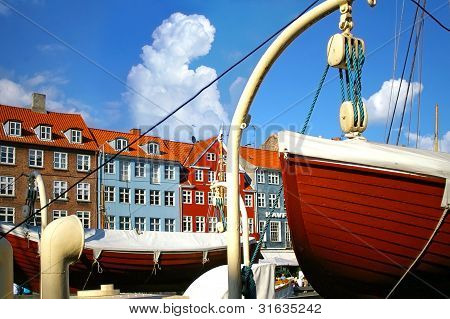 Nyhavn (yeni liman) Kopenhag, Danimarka.