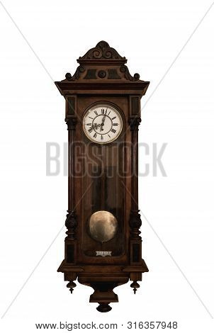 Grandfather Clock In Wooden Case, Europe, Isolated