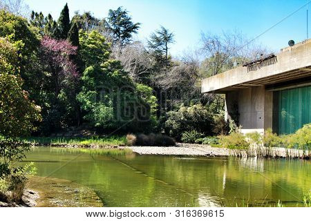 Lisbon, Portugal- March 17, 2019: Beautiful Gardens Of Gulbenkian Museum In Lisbon, Portugal. Sunny 