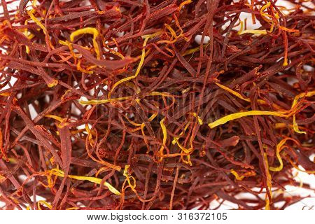 Lot Of Whole Dry Shaffron Thread Macro Flatlay Isolated On White Background