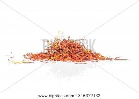 Lot Of Whole Dry Shaffron Thread Heap Isolated On White Background