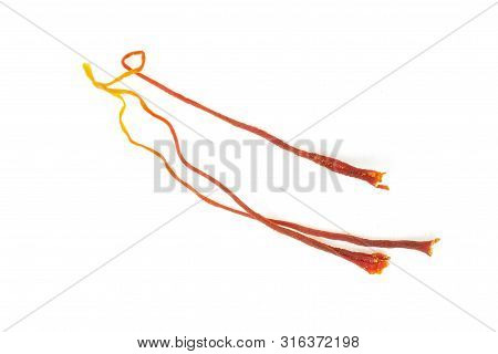 Group Of Three Whole Bright Dry Shaffron Thread Flatlay Isolated On White Background