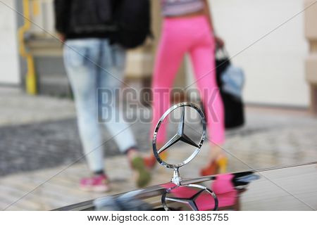 Kiev, Ukraine - September 6, 2013: Mercedes E500 W124 Wolf On The Background Of Beautiful Old Houses