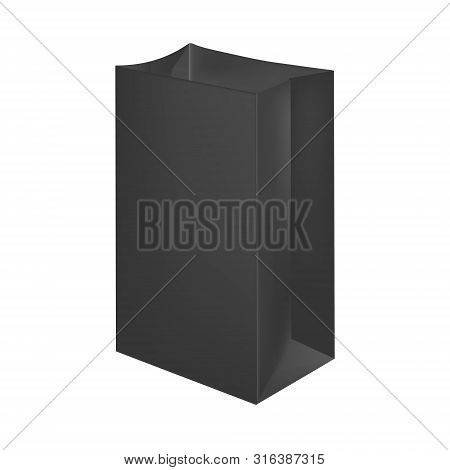 Blank Paper Luxury Gift Package In Black With Handle Mockup Realistic Illustration Isolated On White