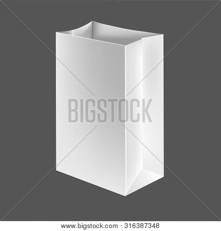Blank Paper Luxury Gift Package In White With Handle Mockup Realistic Illustration Isolated On Backg