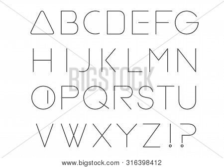 Geometric Thin Line Font. Minimal. Latin Alphabet Letters. Futuristic Font. Elegant Light Font. Vect