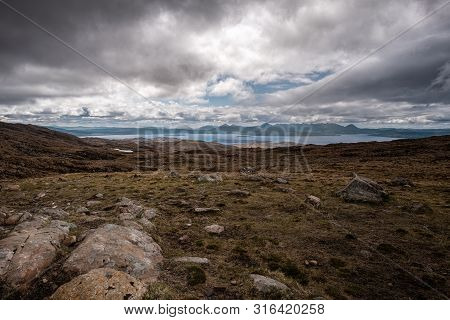 View Of Isle Of Skye From Bealach N Ba In Scotland
