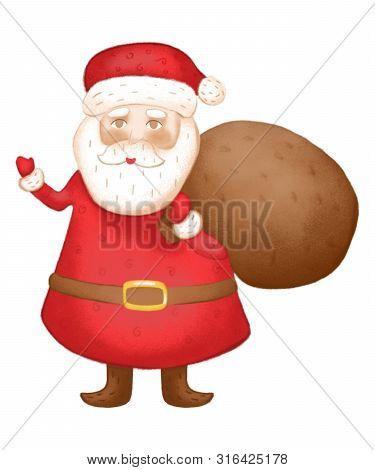 Illustration Depicting Santa Claus With A Bag On An Isolated Background