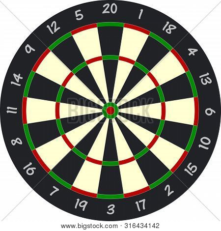 Colorful Dartboard - Textured Vector Illustration - Isolated On Transparent Backgroun