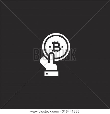 Bitcoin Icon. Bitcoin Icon Vector Flat Illustration For Graphic And Web Design Isolated On Black Bac