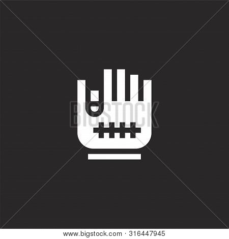Glove Icon. Glove Icon Vector Flat Illustration For Graphic And Web Design Isolated On Black Backgro