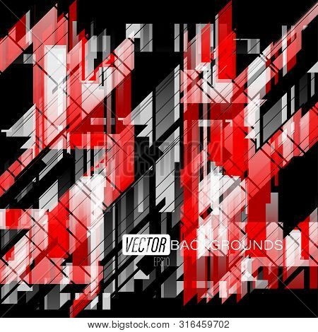 Abstract Red Colors Shapes On A Black Scene Vector Graphics Wallpaper Backgrouunds