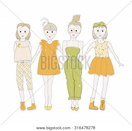 Vector Illustration Set Of Women Clothing  And Shoes  Spring - Summer Season On White Background