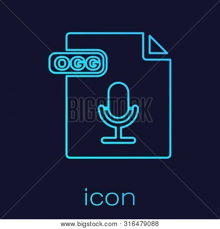 Turquoise Line Ogg File Document. Download Ogg Button Icon Isolated On Blue Background. Ogg File Sym