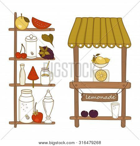 Lemonade Bar. Vector Set With Hand Drawn Doodles On The  Theme Of Food And Drink. Sketches For Use O