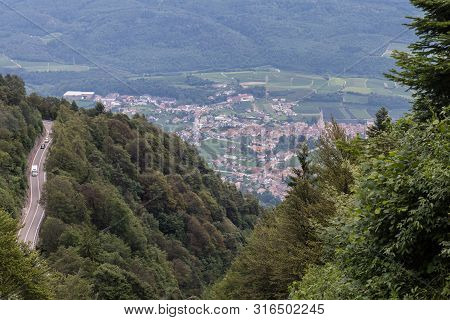Vineyards Around Kaltern In South Tyrol In Italy, Foto Taken From The Mountain Mendel