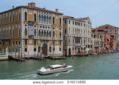 View Of Grand Canal In Venice, Italy, From The Academia Bridge: Palazzo Cavalli-franchetti