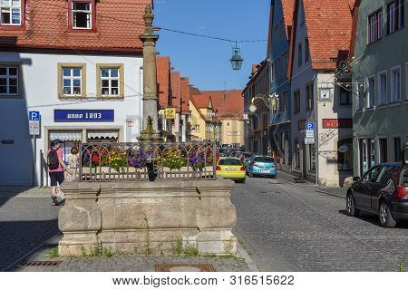 Historical Street Of Rotenburg Ob Der Tauber On Germany