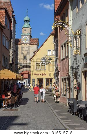 Historical Street Of Rotenburg Ob Der Tauber On Germany