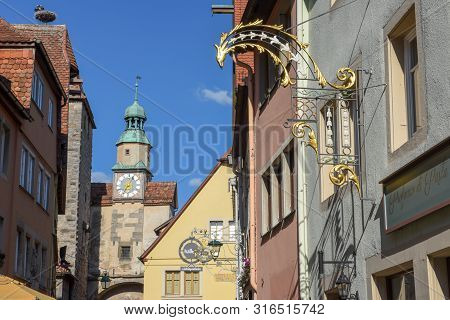 Datail Of Historical Architecture At Rotenburg Ob Der Tauber On Germany