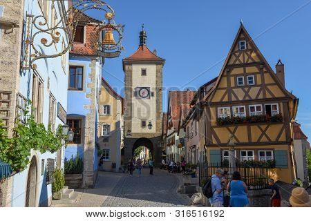 Historical Street Of Rotenburg Ob Der Tauber On Germany