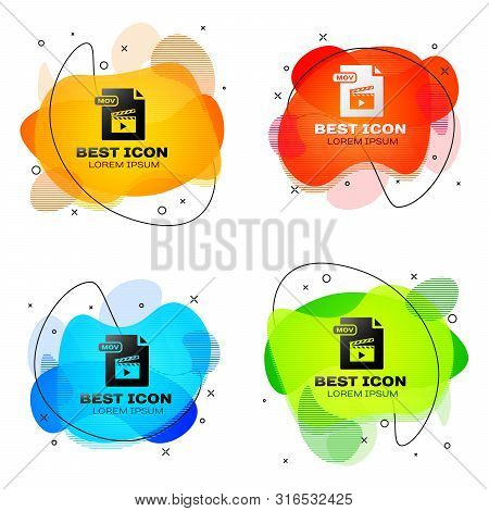 Black Mov File Document. Download Mov Button Icon Isolated On White Background. Mov File Symbol. Aud