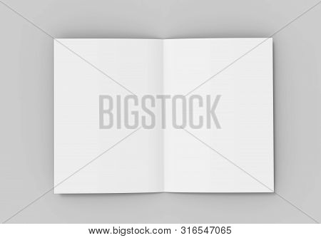 Half-fold Brochure Blank White Template For Mock Up And Presentation Design. 3d Illustration.