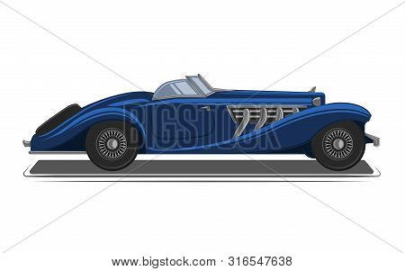 Old Vintage Retro Pre-war Roadster Vector Illustration. Exclusive And Luxury Car