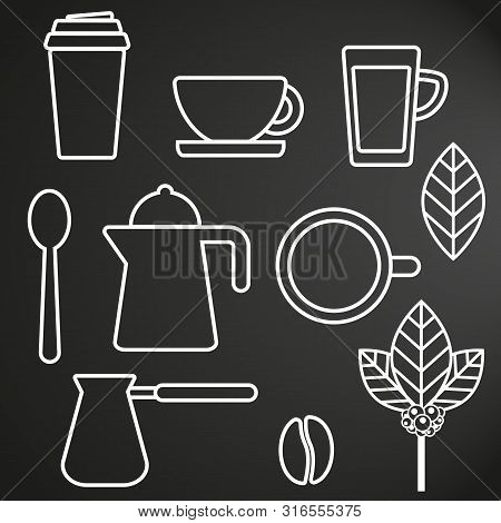 Set Of Coffee And Tea Vector Line Icons. Vector Stock Illustration, Eps 10.