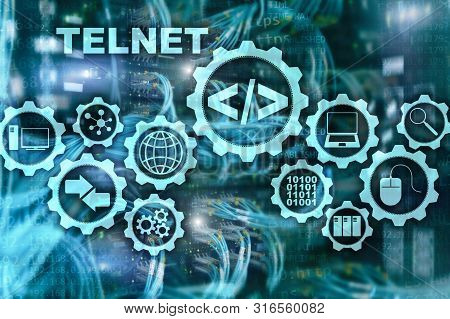 Teletype Network Protocol. Telnet Virtual Terminal Client. Internet And Network Concept. Telnet