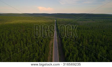 Aerial View Of The Road Of Lake Baikal